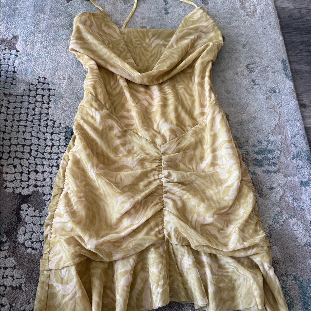 Mistress Rocks Olive Print Ruffle Mini Dress - Picture 3 of 4